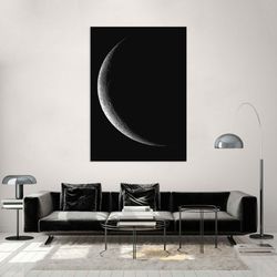 moon wall art, modern canvas print, living room decor, black and white wall art, moon print, extra large canvas wall art