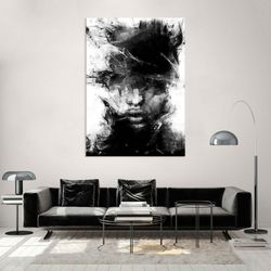 african american art canvas, graffiti print, black woman canvas wall art living room decor, modern street canvas print,