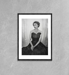 her majesty queen elizabeth ii black white portrait poster framed canvas print, princess elizabeth, royal family, canvas