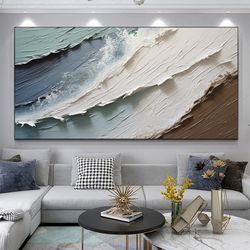 original abstract seascape oil painting on canvas, extra large wall art, sea painting, custom painting, texture art, liv