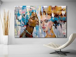whispers of color abstract faces,emotional artwork, textured painting, wall decor, interior design, living room art, bol