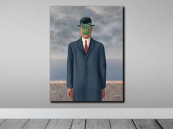 surreal rene magritte canvas print art,the son of man ren magritte canvas wall art,surreal art print, surreal painting,w
