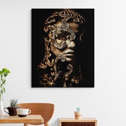 veiled in gold,gold and shadow, mysterious beauty, luxury art, golden veil, contemporary wall art, elegant home decor, r