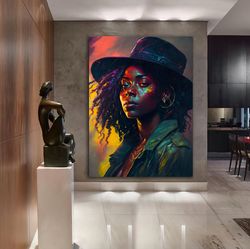 female model exposure, black female body colorful jewelry wall decor, modern female wall art, female canvas wall decor,