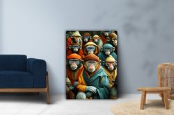 dressed monkeys, monkey people wall art, executive monkeys, monkey canvas wall art, pop art, monkey canvas print, modern