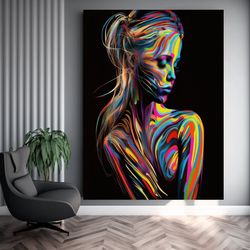 female wall art, woman body wall painting, colorful woman body wall art, luxury wall art, canvas wall art, modern room d