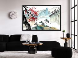 japanese canvas, japanese art print, large canvas art, mountain canvas-poster print, japanese art poster, japanese wall
