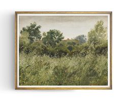 landscape painting - country landscape - farmhouse decor - cottage decor - vintage art - fine art print - unframed - pl1