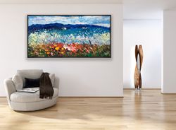 landscape painting on canvas, original painting, trees painting, italy wall art, impressionist art, living room wall art