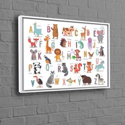 educational alphabet printed, playroom printed, children printed, baby room canvas art, educational art canvas