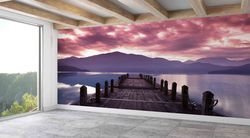 custom wall paper,pink clouds wall paper,bright wall paper,3d wall paper,sea landscape wall decor,sea wallpaper,