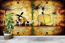 custom wall paper,wall paper peel and stick,paper wall artcamel and egypt,camel wall painting,african wall mural,