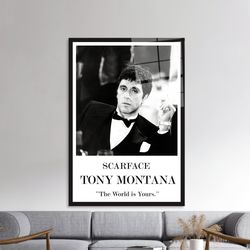 glass art wall decor,tempered glass,tony montana,famous wall decoration,mural art,portre glass printing,tony montana gla