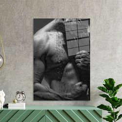 glass custom for art,sensual wall decor,tempered glass,custom glass printing wall art,sensual man photo,sensual man glas