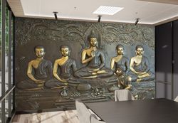 wallpaper panels, wallpaper art, gift for house, gift for the home, buddha statue wall decor, buddhist gift mural, moder