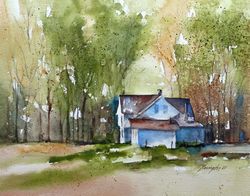 watercolor landscape painting landscape watercolor farm painting farm landscape art print landscape print atc traditiona