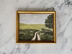 the journey art print - unframed landscape oil painting print - oil painting countryside - pasture oil painting - small