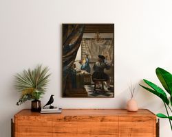 jan vermeer the art of painting print on canvas, bedroom decor, reproduction canvas, home decor, living room wall art, c