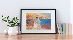 joaqun sorolla clotilde and elena on the rocks, javea (1905) print on canvas or paper original large classic art, large