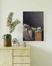 jacques-louis david the death of marat, marat assassinated famous art, canvas gallery wrapped, giclee wall art print pai