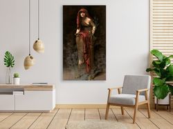 john collier - priestess of delphi (1891) classic art print on canvas or paper canvas painting, living room wall art rep