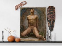 john singer sargent nude male thomas e mckeller (1917) male nude, gay art, homoerotic, queer bedroom decor canvas print