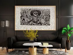 jose guadalupe posada - the oaxaquena calavera da de muertos day of the dead print on canvas, living room decor, death a