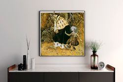 john bauer - among gnomes and trolls print on canvas, reproduction, mystical print, large wall art, print kids room, mag