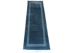 traditional nepalese grey blue rug - 60 knots quality, 61cm x 182cm