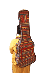 traditional multicolor large guitar bag with comfort strap