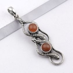 peach moonstone gemstone pendant with 925 sterling silver statement pendant jewelry christmas day gift for her