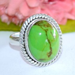 turquoise gemstone solid 925 sterling silver, designer statement ring size 9 us, christmas day, gift for her