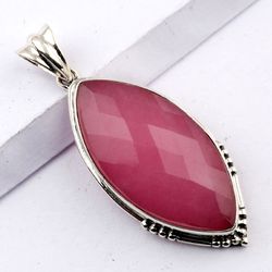 pink chalcedony, gemstone marquise shape pendant, 925 sterling silver, designer pendant, with free shipping by sjd-p-469
