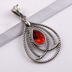 honey quartz gemstone pendant, 925 sterling silver, whipped pendant, designer jewelry, with free shipping by sjd-p-256b