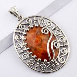 sponge coral, 925 sterling silver, handmade pendant, designer jewelry, with free shipping by sjd-p-474b