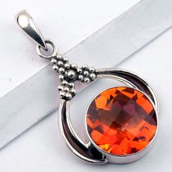 honey quartz, and enamel 925 sterling silver, handmade pendant, designer jewelry, with free shipping by sjd-p-482
