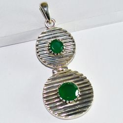 green onyx gemstone, 925 sterling silver, handmade pendant, designer jewelry, with free shipping by sjd-p-976