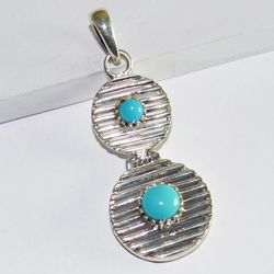 turquoise gemstone, 925 sterling silver, handmade pendant, designer jewelry, with free shipping by sjd-p-981