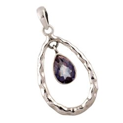 dark blue quartz gemstone, 925 sterling silver, handmade pendant, designer jewelry, with free shipping by sjd-p-992