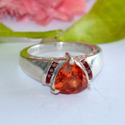 honey topaz, trillion shape, gemstone ring, 925 sterling silver ring, designer ring, statement jewelry, gift for women