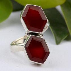 natural carnelian gemstone ring, 925 sterling silver ring, designer ring, statement jewelry, gift for mom