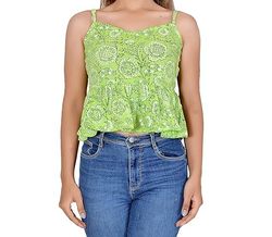 parrot green 100% cotton fabric rajasthni hand bold print sleeveless flared crop kurti tops for womens gift by sci ckt