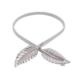 women and girl fashion metal stretchable silver plated belly floral waist belt jewellery waistband accessory, sci-07