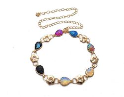 women and girl fashion stone metal stretchable gold plated belly chain waist belt jewellery waistband accessory, sci-15