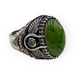 ring egyptian god khepri scarab, 701540ym, sterling silver, insert natural jades