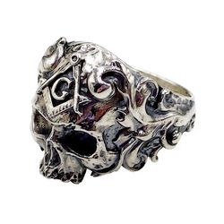 men's ring freemason ancient skull, code 701590ym, completely 925 sterling silver