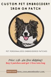 custom pet embroidery, personalized embroidery patch, custom animal patch, custom pet design, embroidered pet patch gift