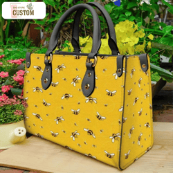 bee handbag,yellow bee leather bag,bee leather handbag,bee crossbody bag,teacher handbag,pattern bee leather purse, vint