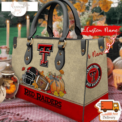 ncaa texas tech red raiders autumn women leather bag