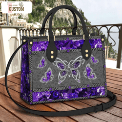 love butterflies purple galaxy leather bag, crossbody bag, woman shoulder bag, gift for girlfriend, shopping bag